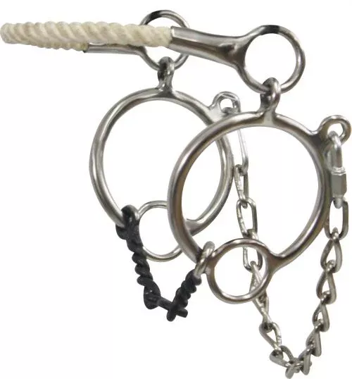 #14114: Showman  Rope nose hackamore with dogbone snaffle