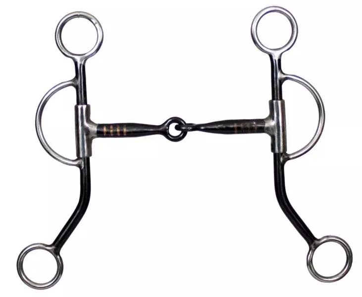 #14331: Showman  stainless steel training snaffle bit with 8" cheeks