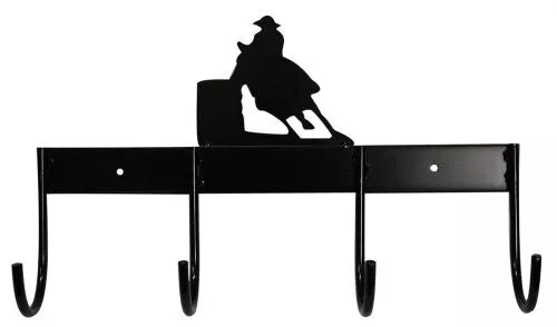 #244281-3: 4 Hook tack rack with barrel horse design