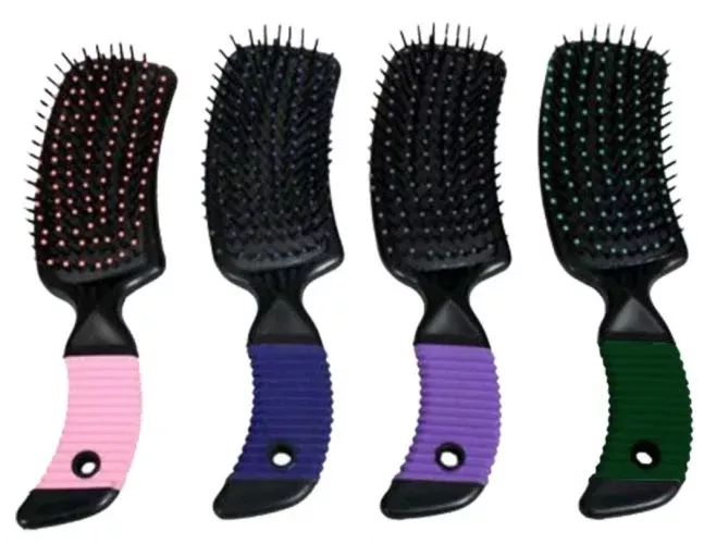 #24560: Showman mane and tail brush with curved soft rubber grip handle