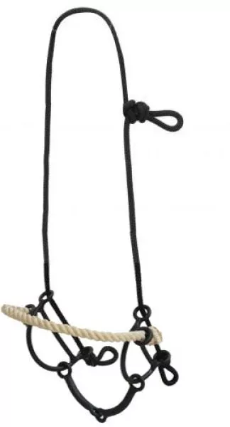 #25075: ShowmanRope gag headstall with sweet iron mouth bit