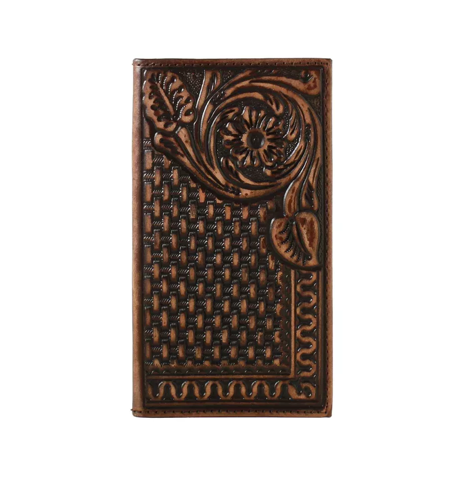 3D Basketweave Brown Rodeo Wallet