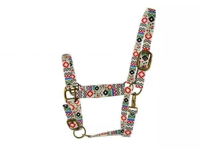 3ply White Aztec design Nylon Horse Sized Halter