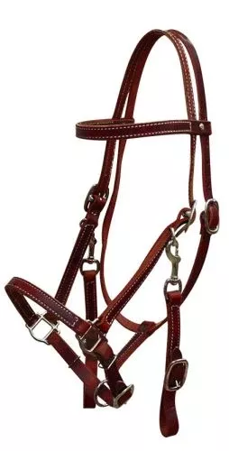 #5003: Showman™ leather halter bridle combination with reins