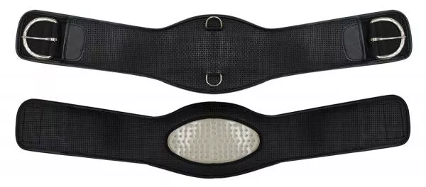 #699200: Showman  Non-slip waffle neoprene roper style girth with gel center and an angled design