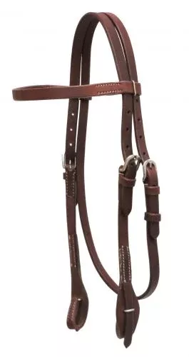 #72003: ShowmanOiled harness leather headstall with quick change bit loops