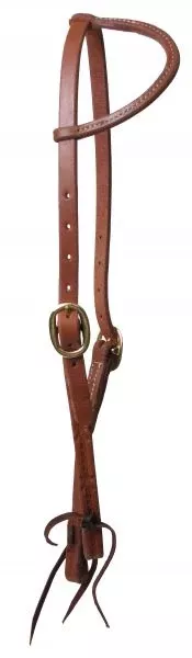 #7406: Showman™ oiled harness leather sliding one ear headstall with double buckles