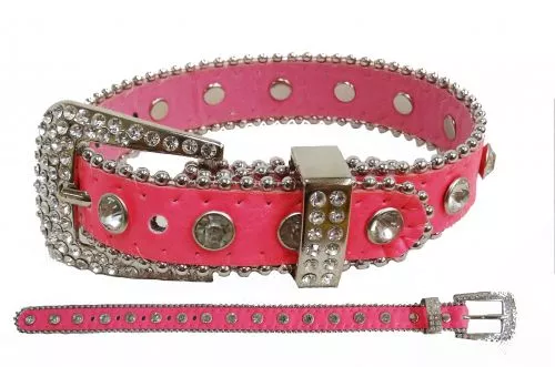 #D022P: Showman Couture ™ Pink leather fashion dog collar with crystal rhinestones and a crystal rh