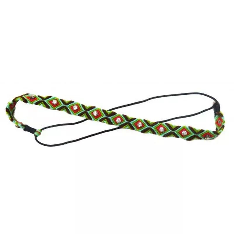 #JH0124TQFU: Woven diamond design headband with crystal rhinestones