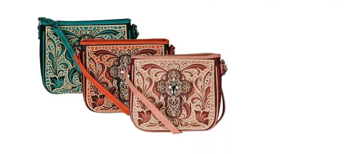 #MW467-8360: Montana West  Cross body purse with large cross concho and crystal rhinestones