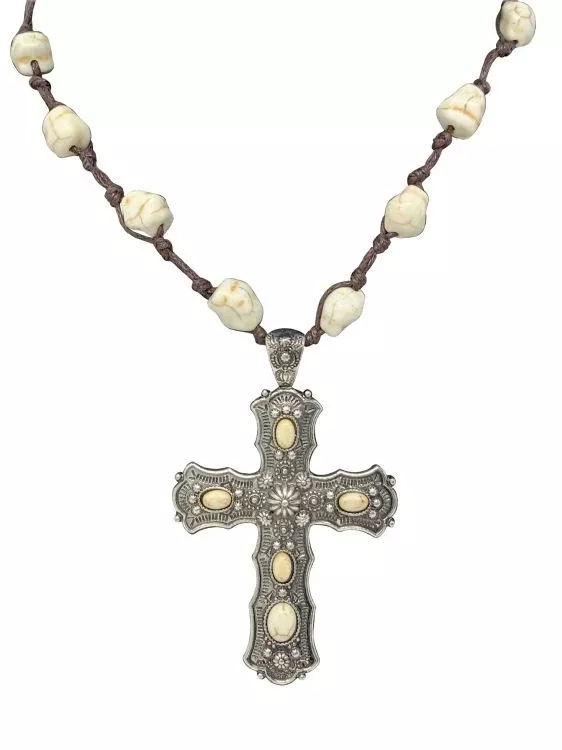 Natural Stone cross earring and necklace set