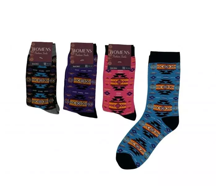 Nu Trendz Polyester Aztec Print Socks, Ladies Size 5-10- One size fits most