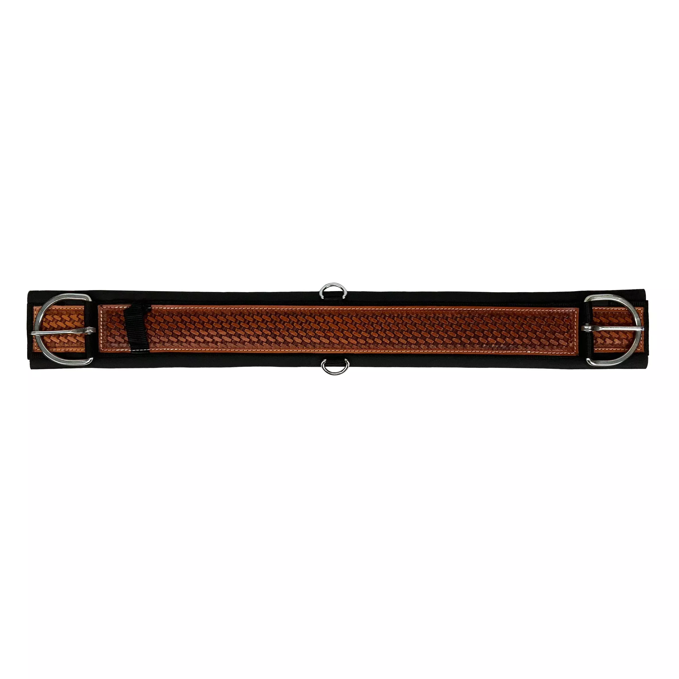 Showman Basketweave Tooled Straight Neoprene Bottom Girth