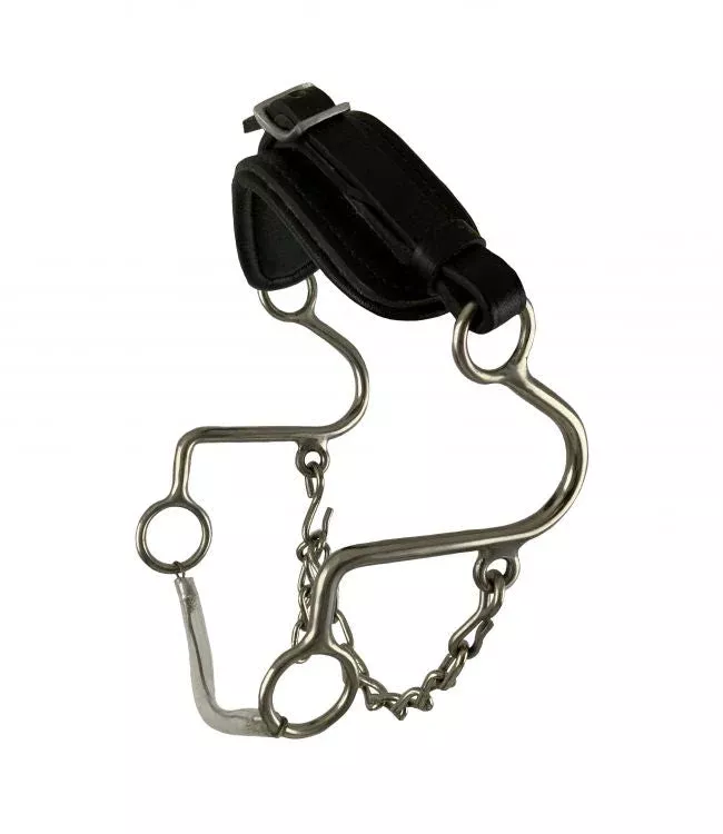 ShowmanAdjustable Leather Nose Stainless Steel Hackamore