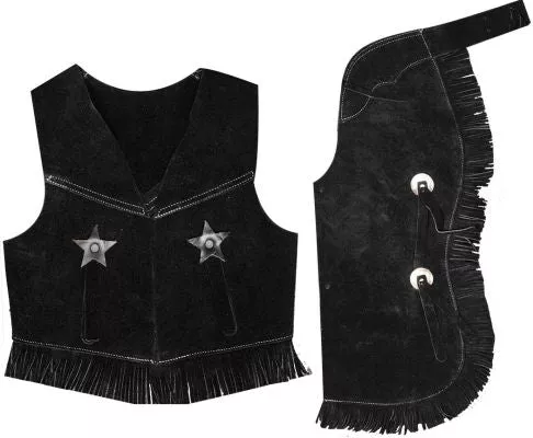 Suede Leather Kids Equestrian Outfit with Fringe, Sizes 2-10 Years