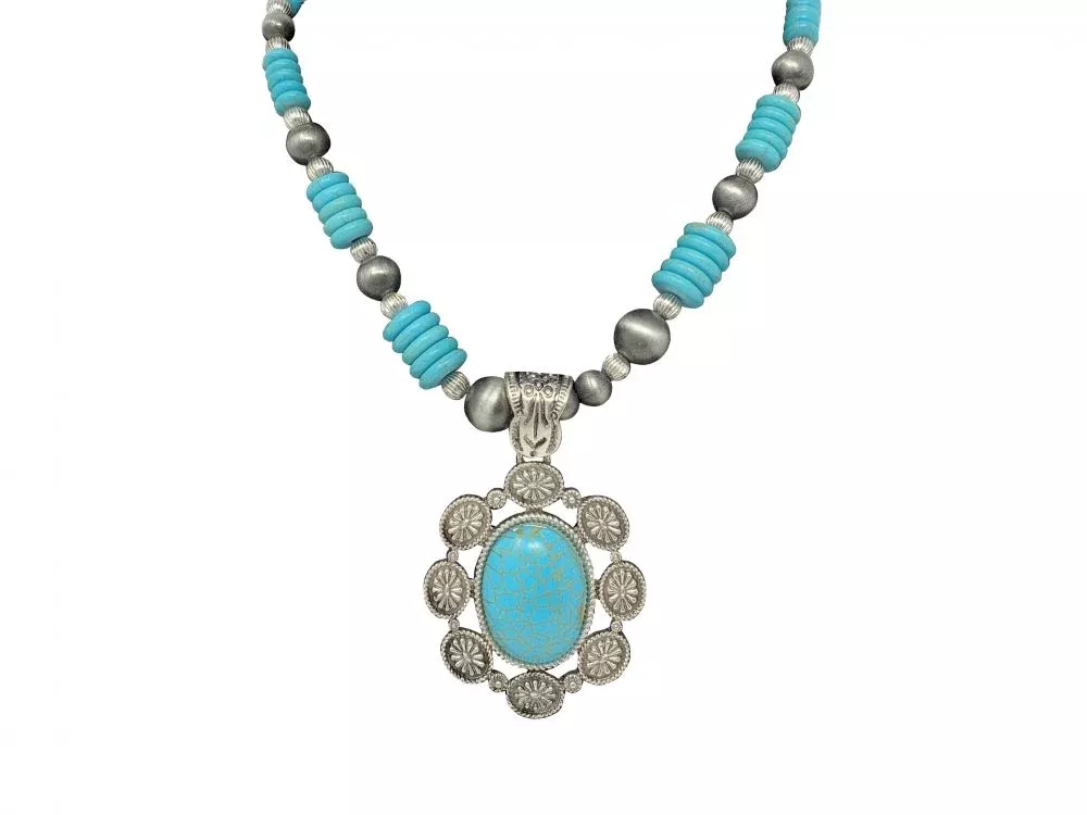 Turquoise beaded earring and necklace set